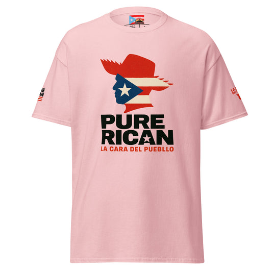 Pure⭐️Rican People’s Face – PR Flag tee front view – Puerto Rican cultural design
