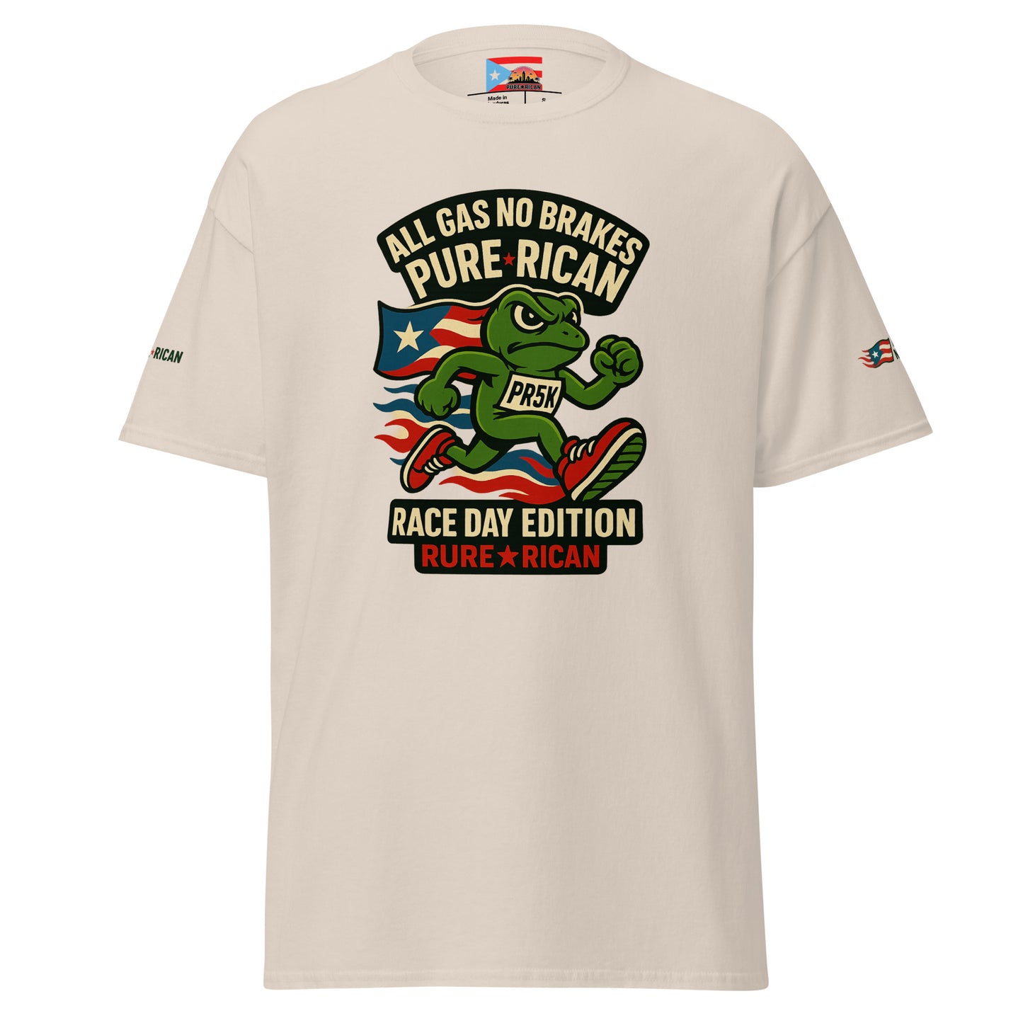 Pure⭐️Rican Race Day tee front view – Puerto Rican running shirt