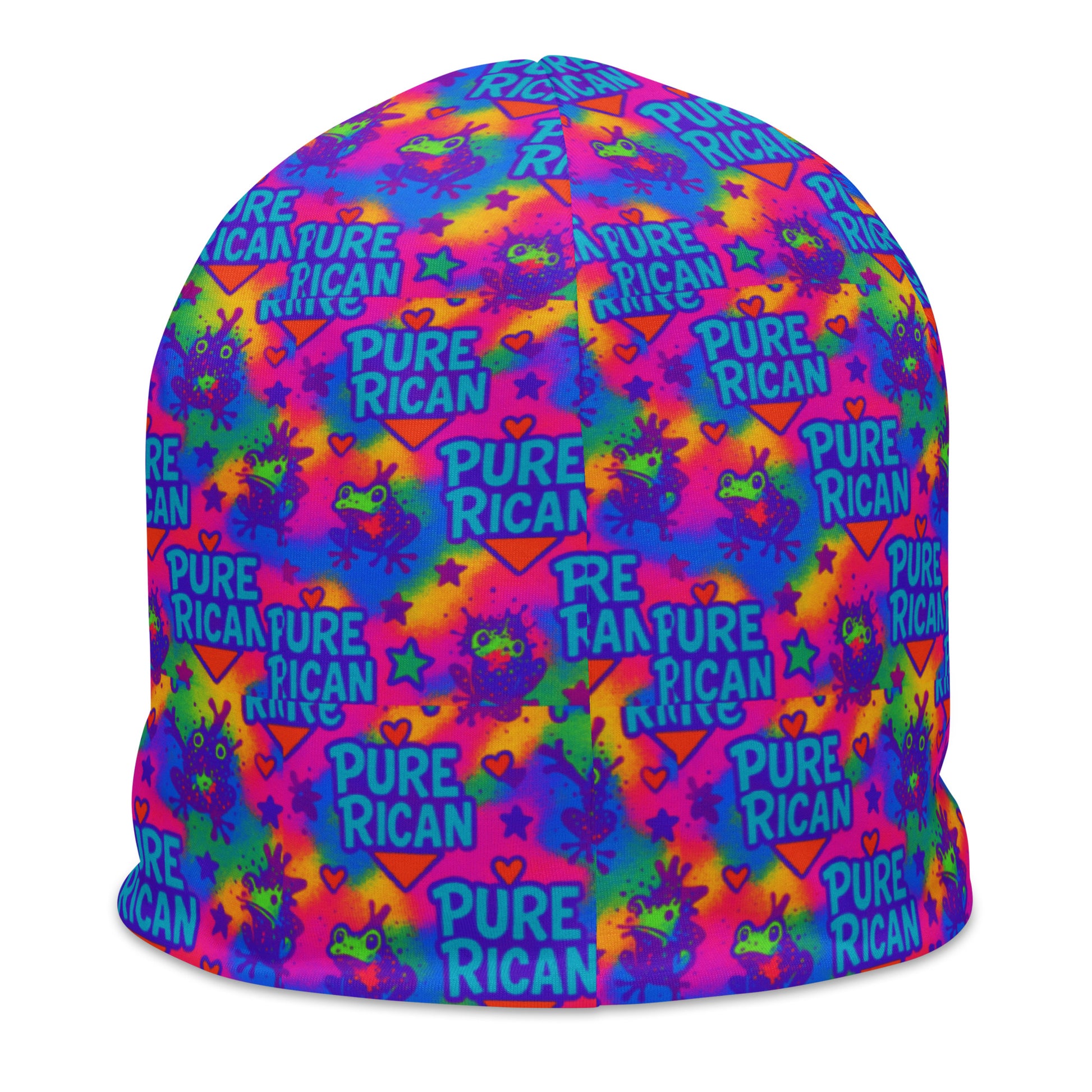 Pure⭐️Rican Rainbow Color Burst beanie side angle – vibrant island-style winter hat