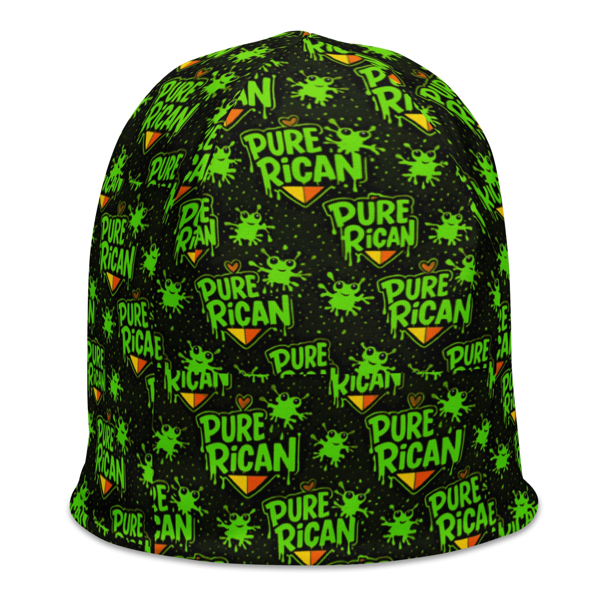 Pure⭐️Rican graffiti Love Coquí beanie back view – cultural island winter hat