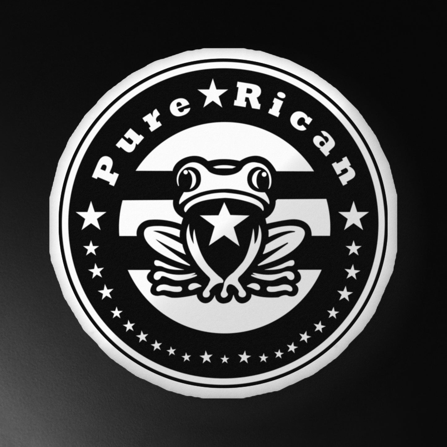 Pure⭐️Rican logo shaped pillow featuring the Sapo Concho design