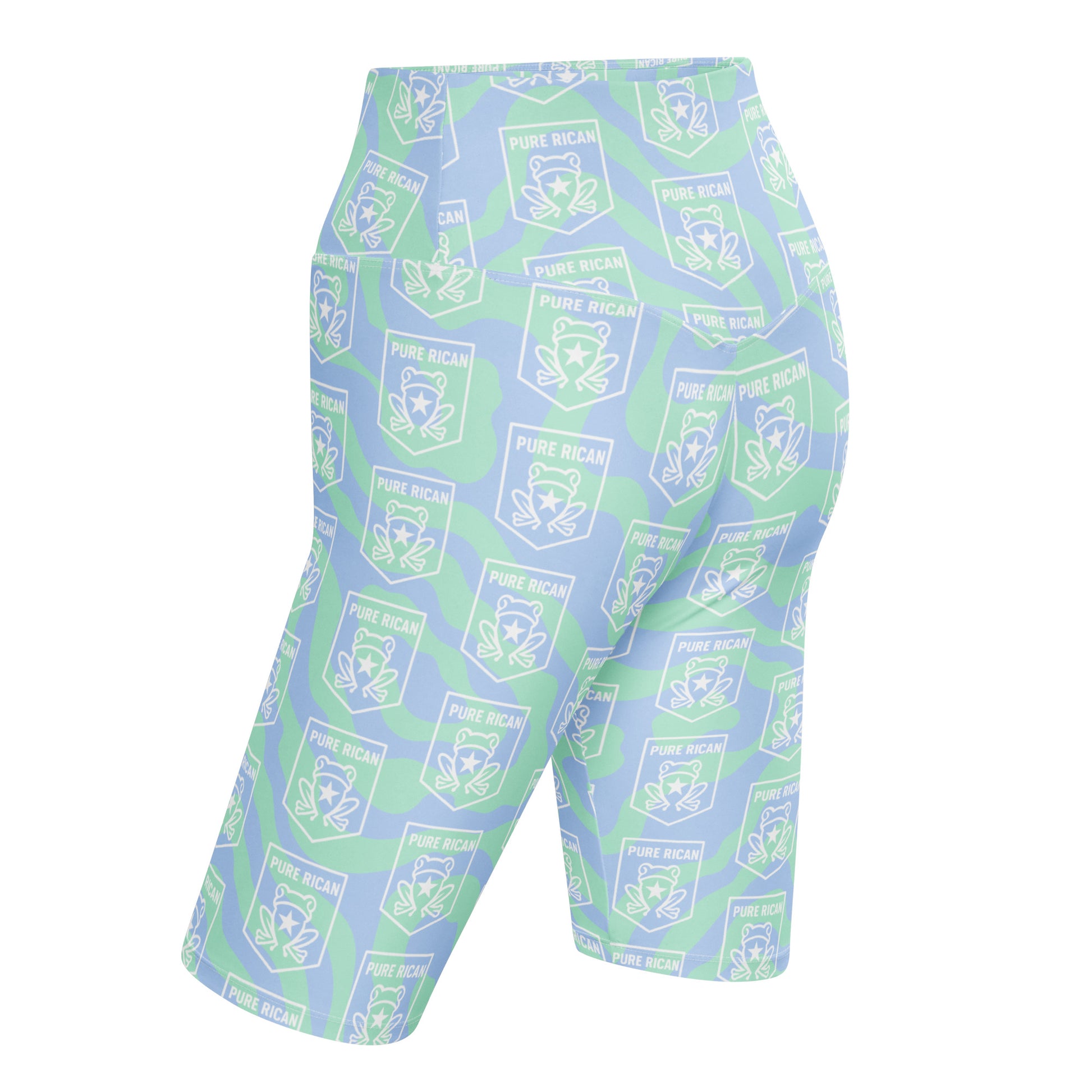 Pure⭐️Rican performance biker shorts left side angle – women’s workout apparel