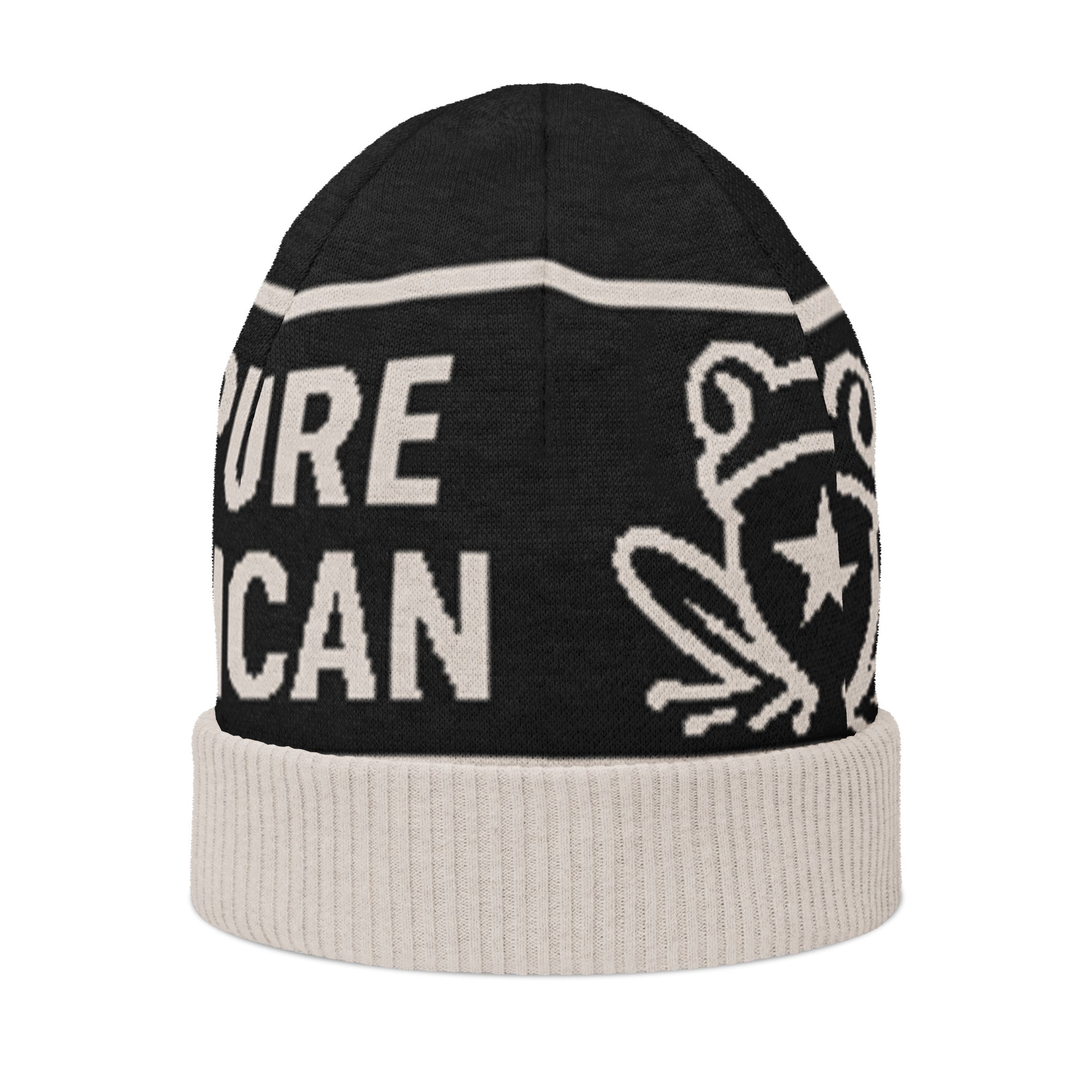 Pure⭐️Rican signature knit beanie side angle – cultural knitted streetwear beanie