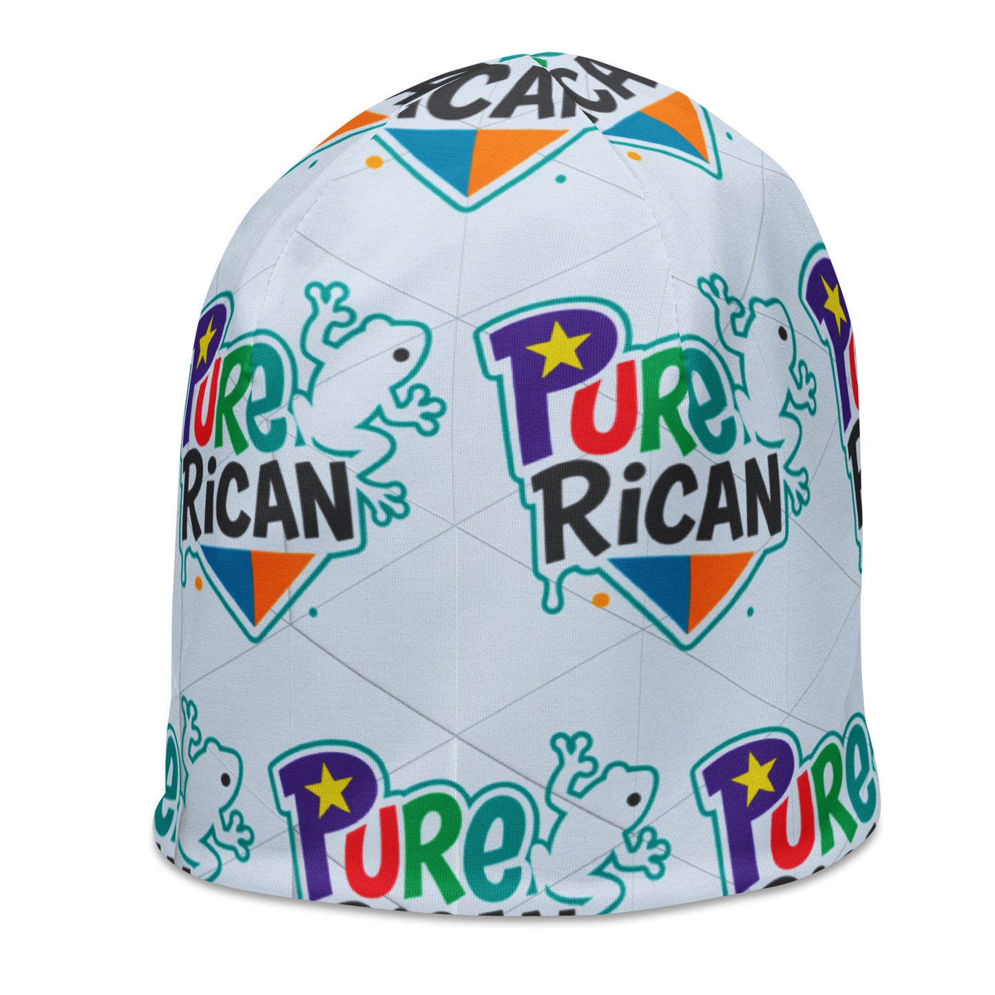 Pure⭐️Rican splash print close-up – all-over splash beanie design detail