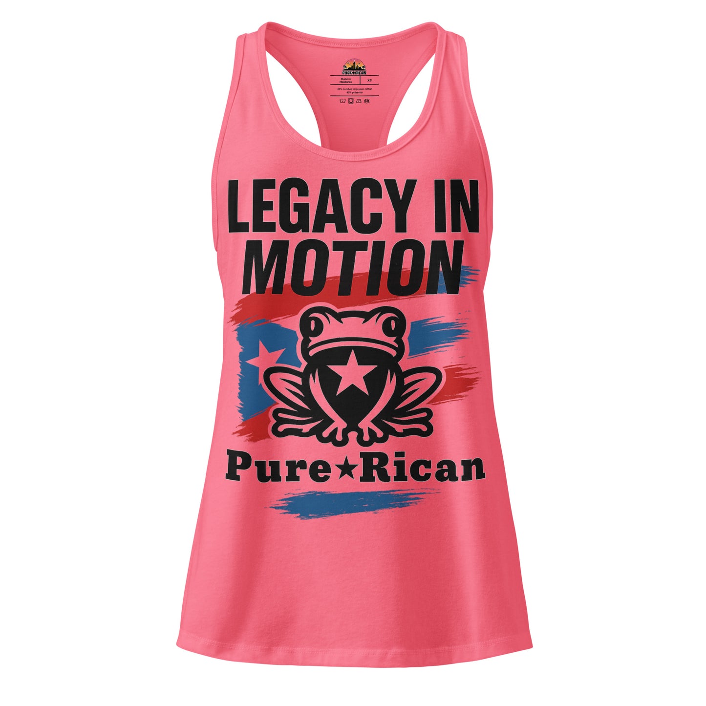 Pure⭐️Rican women’s workout racerback tank front view – fitted Puerto Rican athletic top