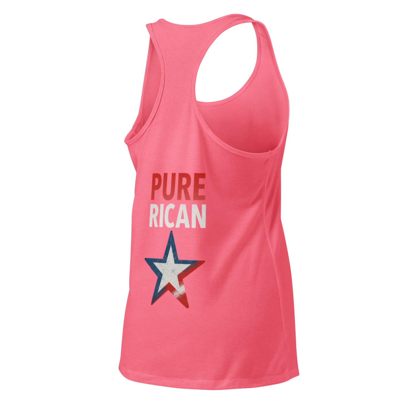 Pure⭐️Rican women’s workout racerback tank right side angle – island athletic apparel
