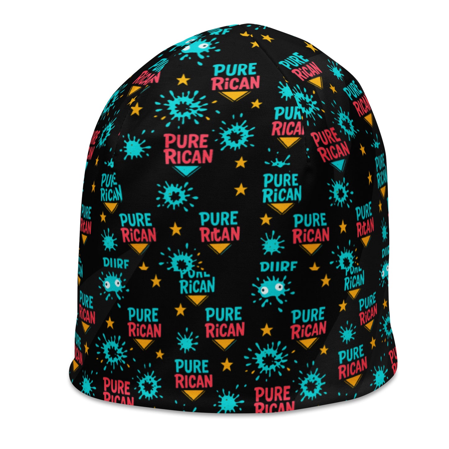 Pure⭐️Rican Color Burst beanie back view – Puerto Rican cultural beanie