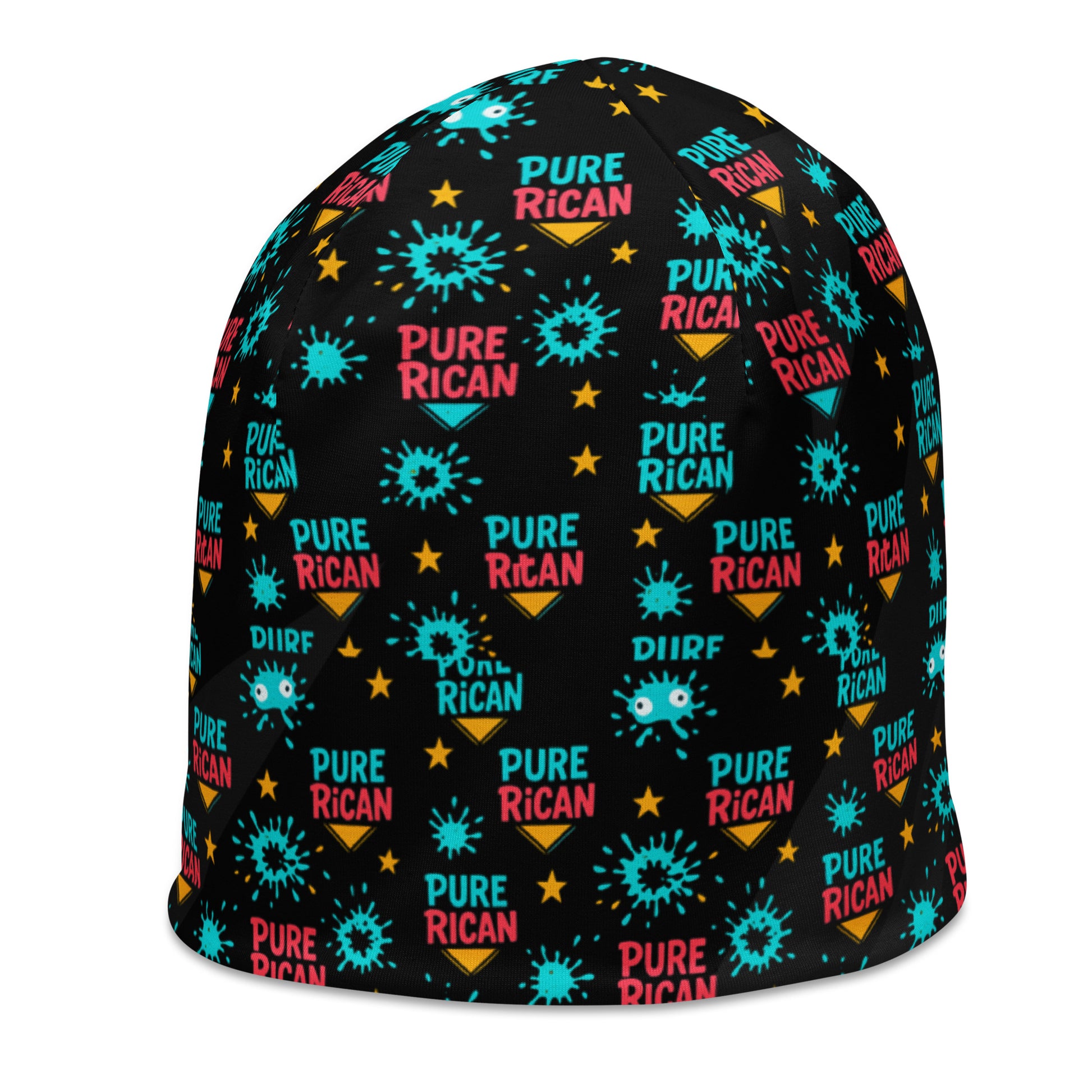 Pure⭐️Rican Color Burst beanie back view – Puerto Rican cultural beanie