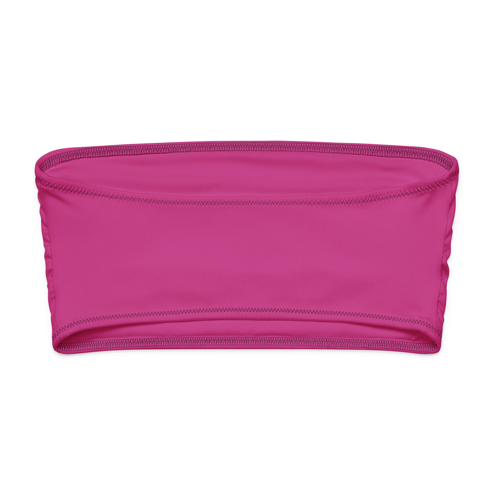 Hot pink women’s bandeau tube top interior construction and stitching detail by Pure⭐️Rican