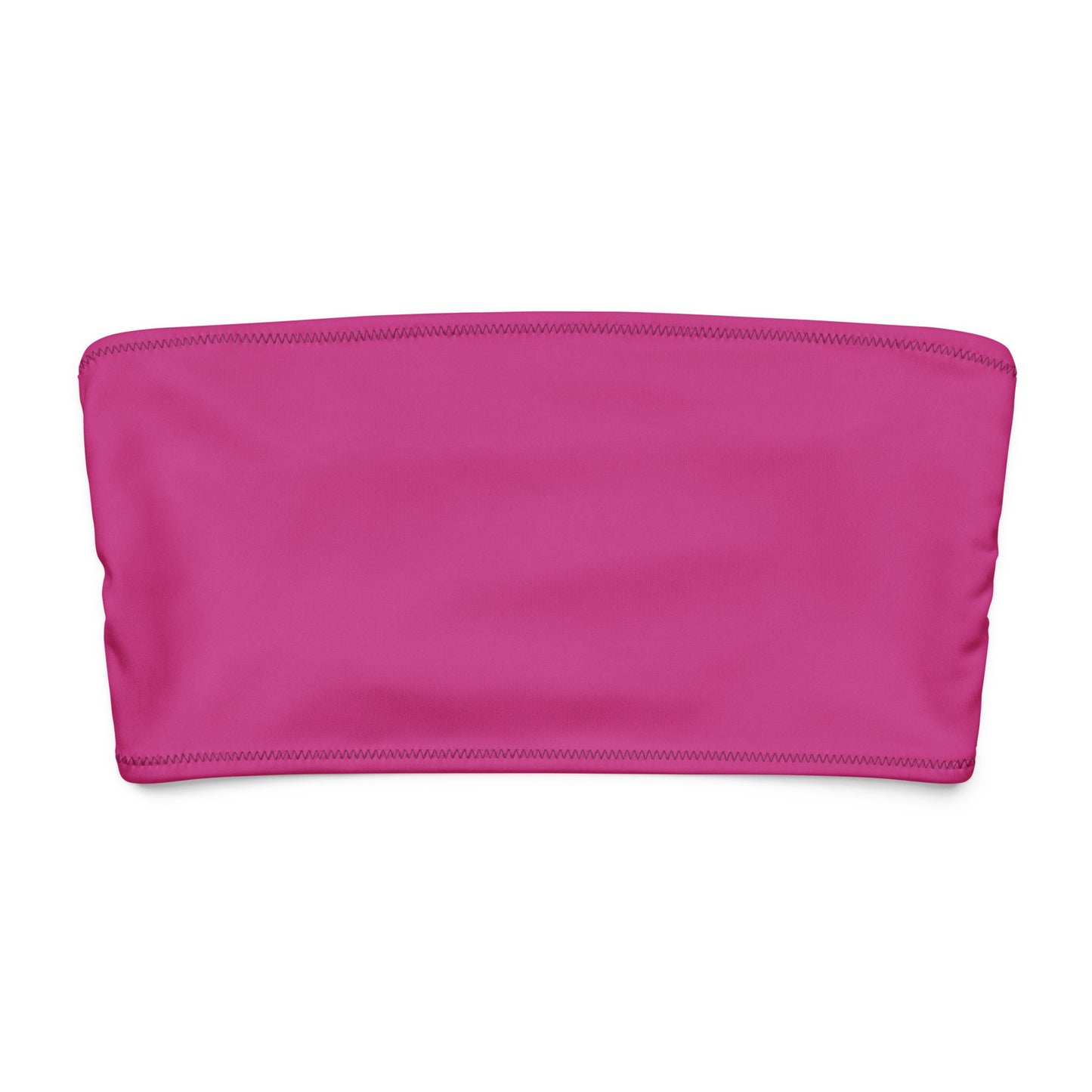 Hot pink women’s bandeau tube top front product view with clean stitching detail by Pure⭐️Rican