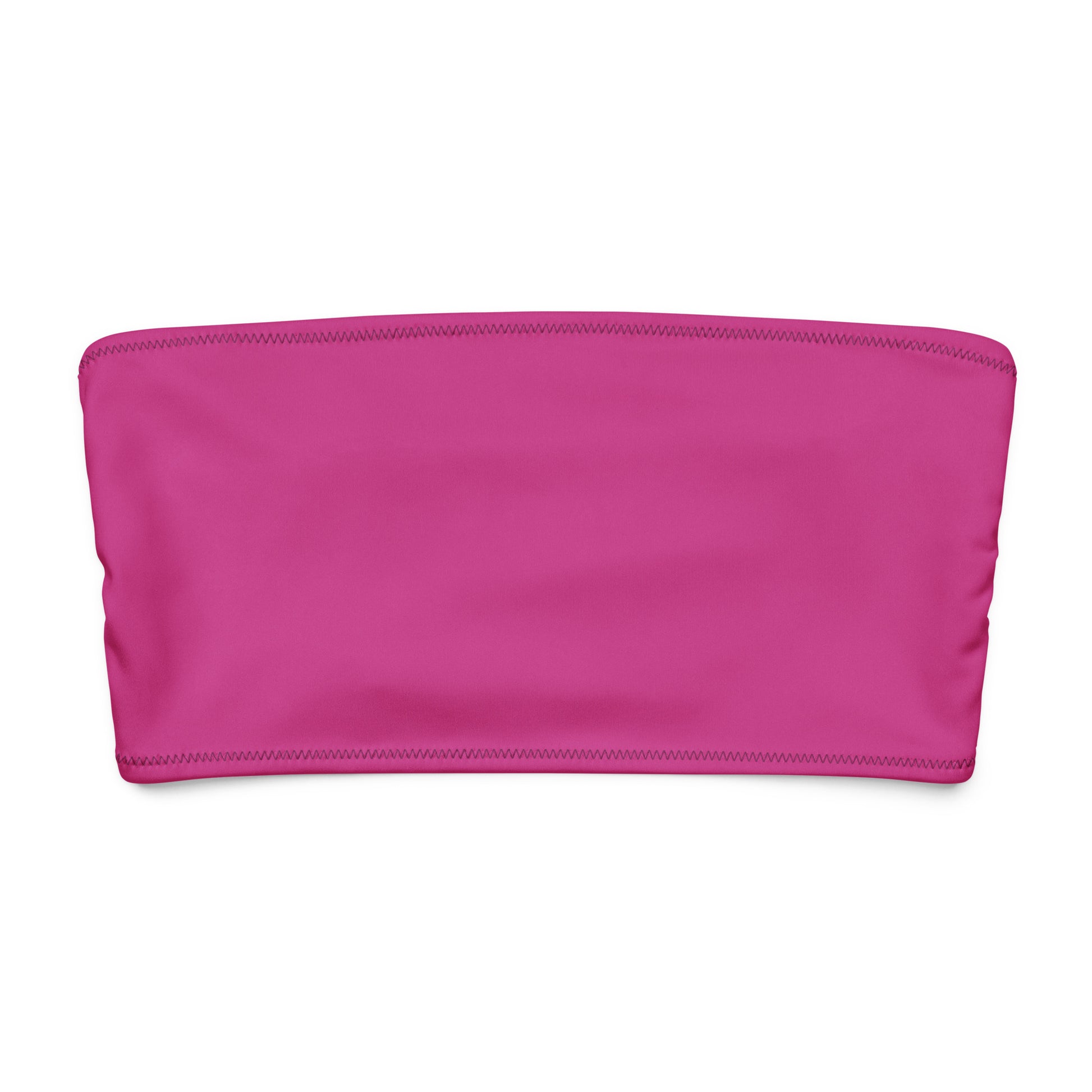 Hot pink women’s bandeau tube top front product view with clean stitching detail by Pure⭐️Rican