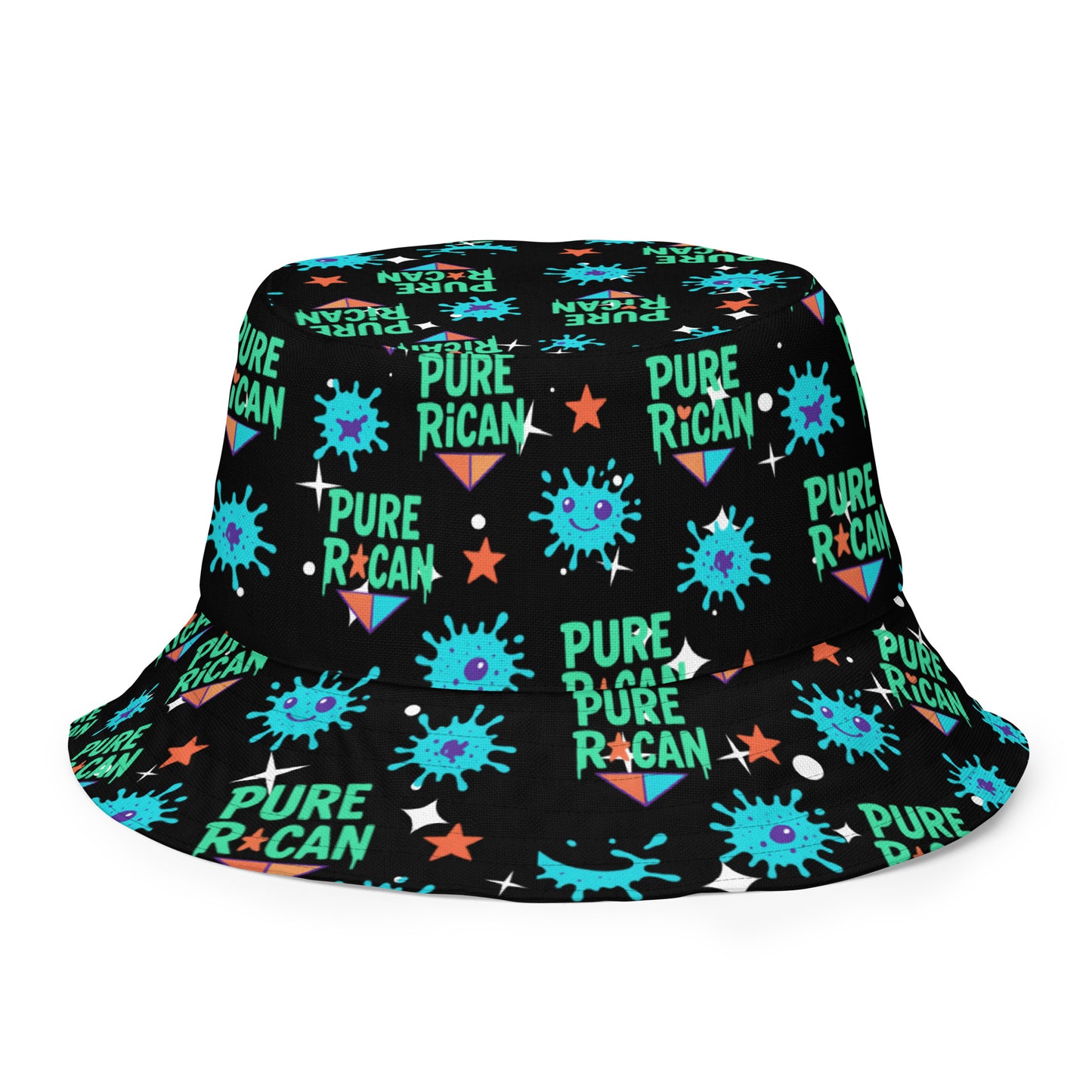 Pure⭐️Rican bucket hat graphic close-up – reversible design detail