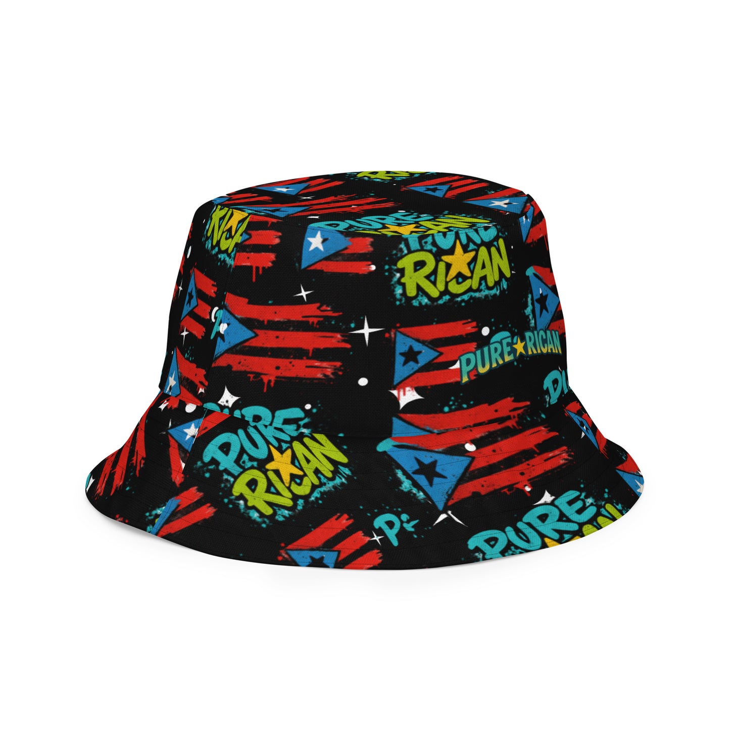 Pure⭐️Rican reversible bucket hat on model – Puerto Rican lifestyle wear