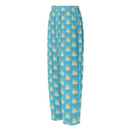 Sky blue Pure⭐️Rican Mommy & Me satin pajama pants with Puerto Rican–inspired all-over print