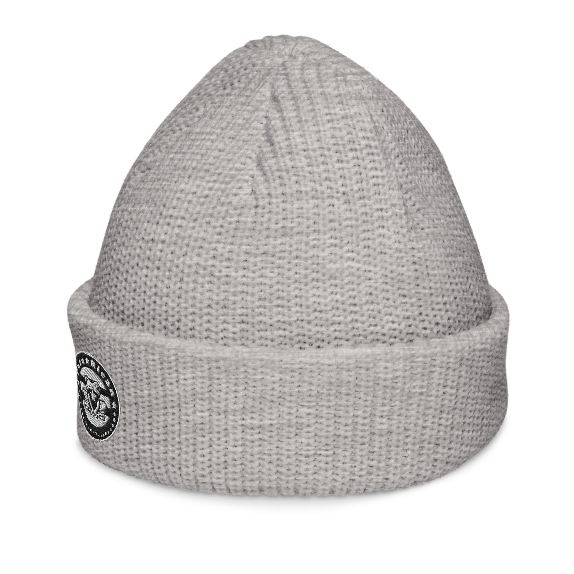 Pure⭐️Rican Seal Patch fisherman beanie side angle – cultural fisherman knit beanie
