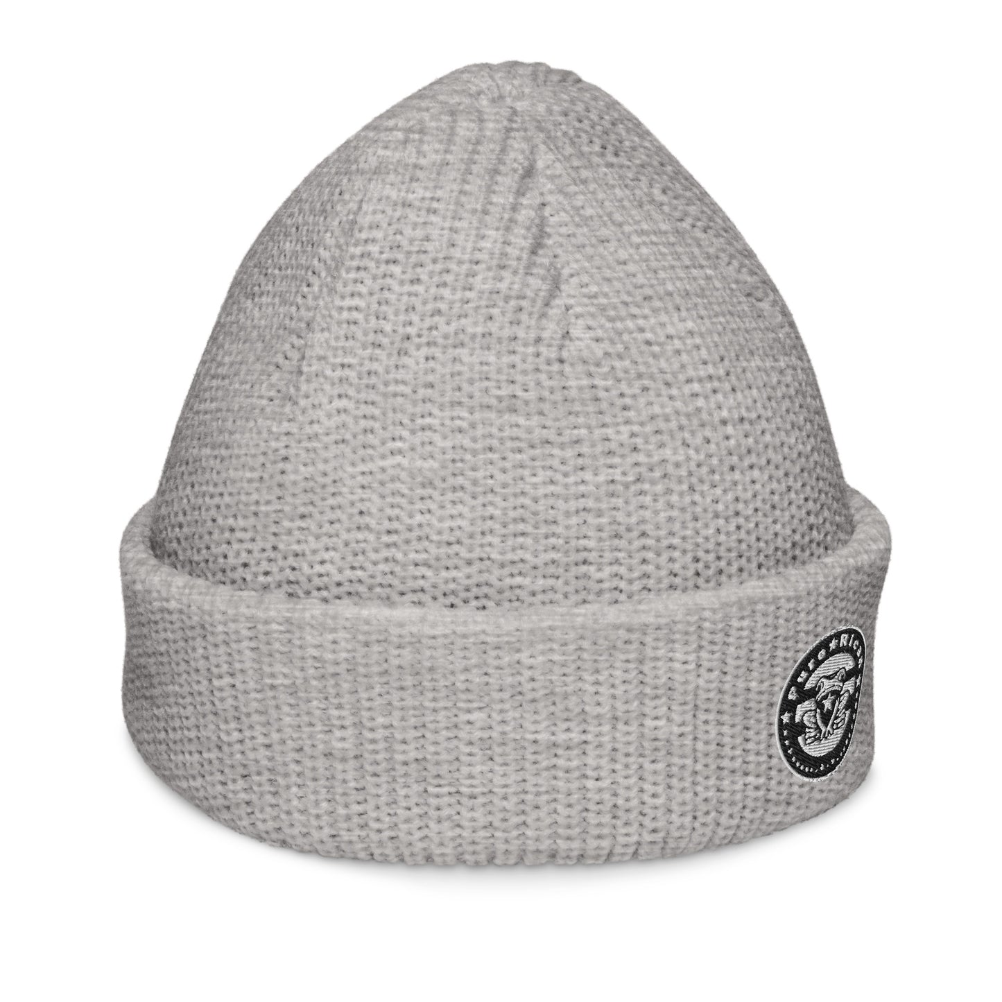 Pure⭐️Rican Seal Patch fisherman beanie side angle – cultural fisherman knit beanie