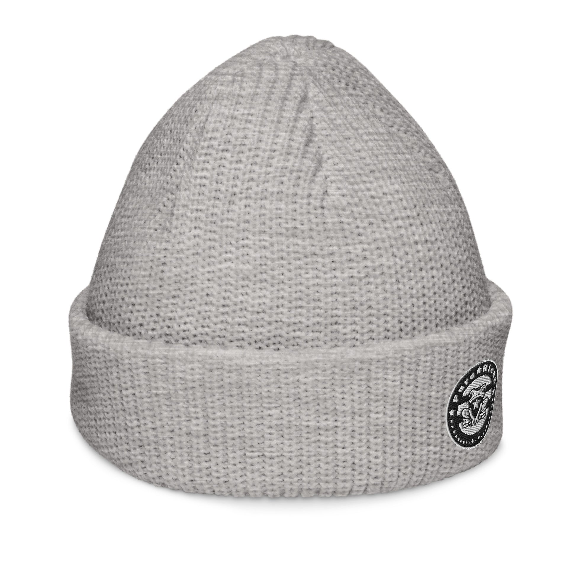 Pure⭐️Rican Seal Patch fisherman beanie side angle – cultural fisherman knit beanie
