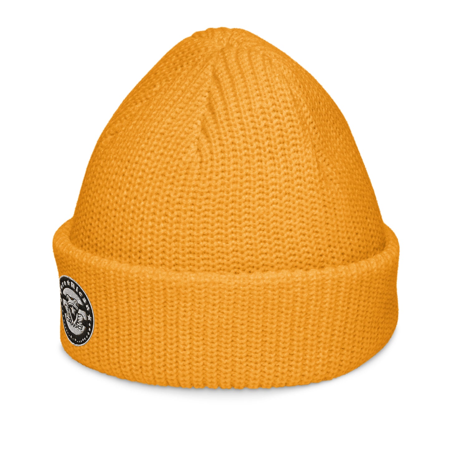 Pure⭐️Rican Seal Patch fisherman beanie side angle – cultural fisherman knit beanie
