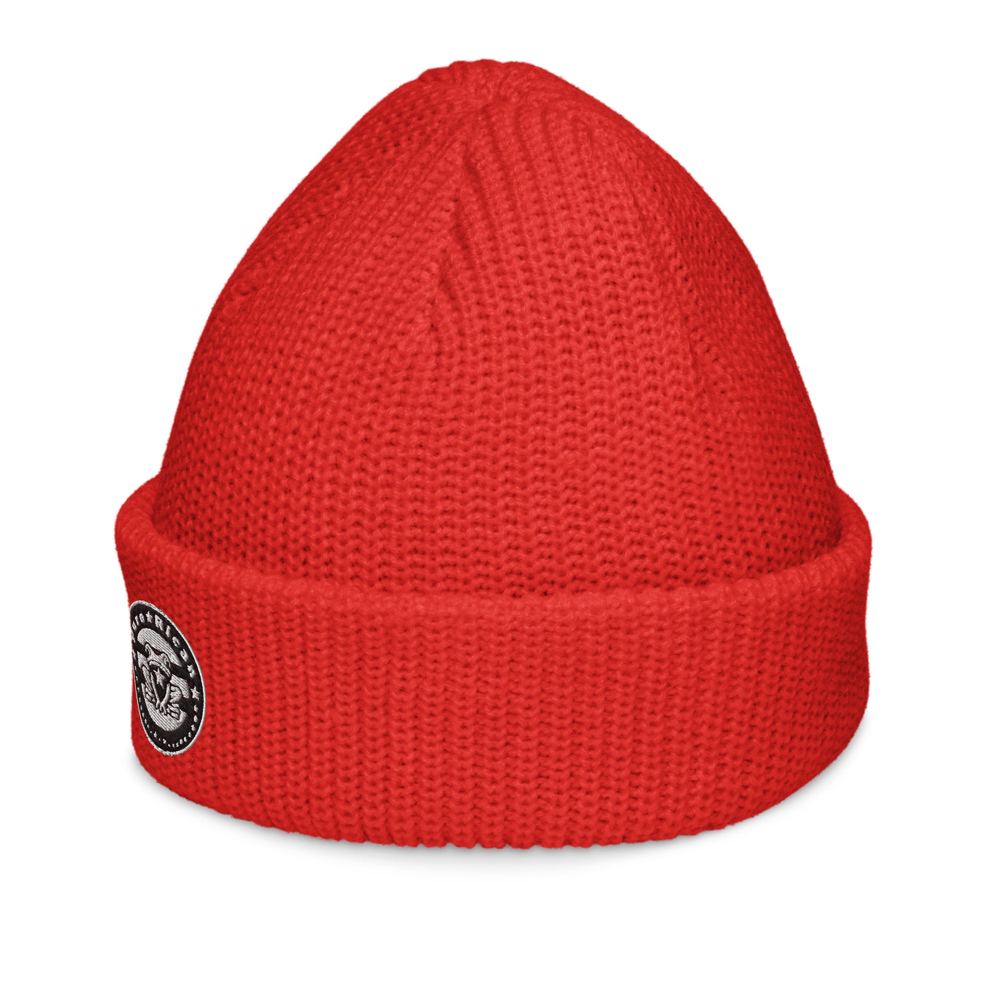 Pure⭐️Rican Seal Patch fisherman beanie side angle – cultural fisherman knit beanie