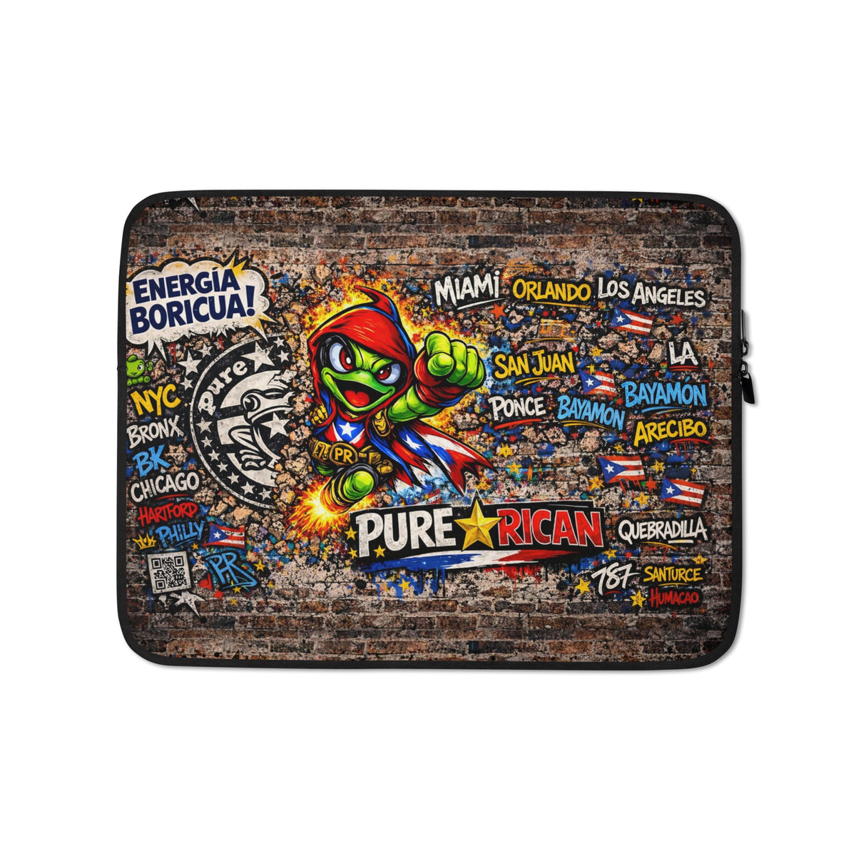 Matching Pure⭐️Rican Energía Boricua laptop sleeve included in the bundle; available in 13-inch and 15-inch sizes