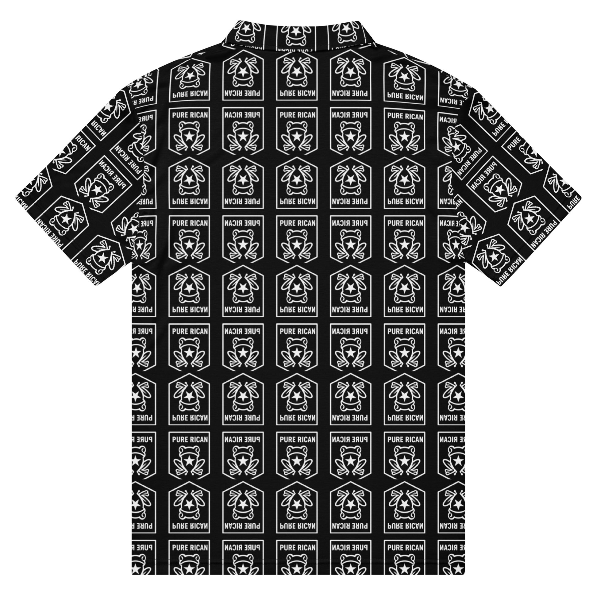 Pure⭐️Rican black monogram all-over print men’s slim fit polo shirt