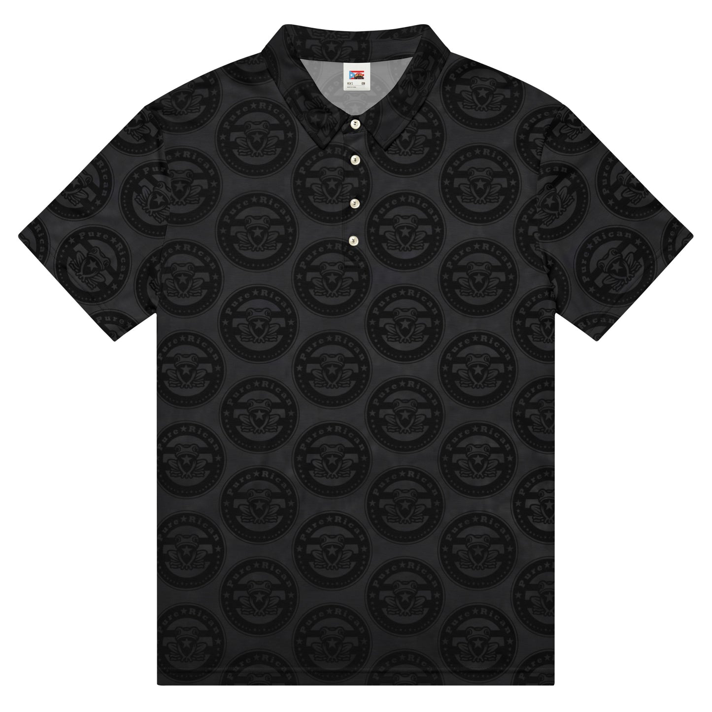 Pure⭐️Rican OG Original Logo men’s slim fit all-over print polo shirt