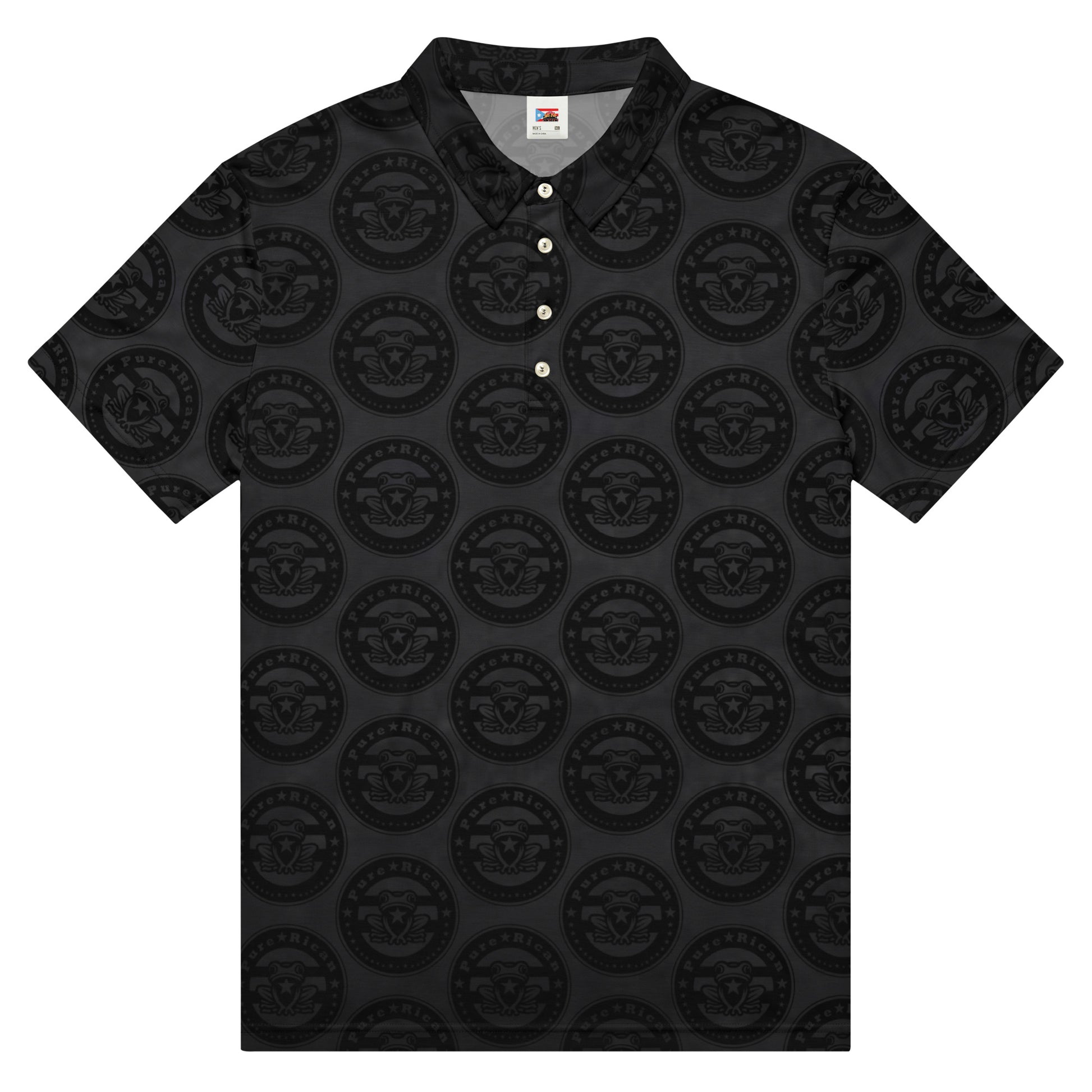 Pure⭐️Rican OG Original Logo men’s slim fit all-over print polo shirt