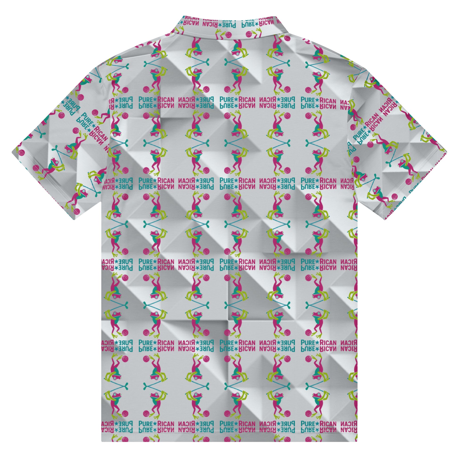 Pure⭐️Rican Sapo Golfer white golf-texture all-over print men’s slim fit polo