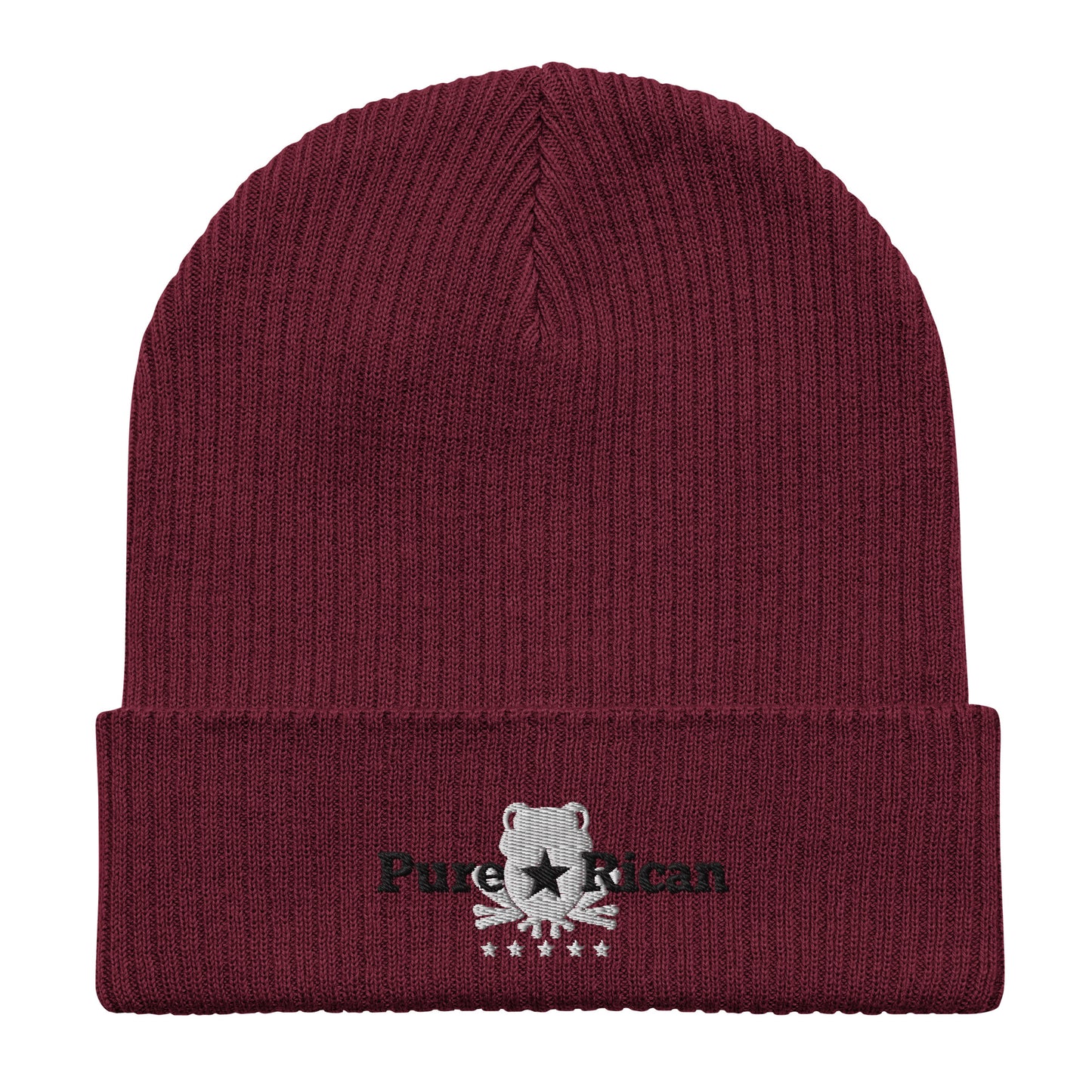 Pure⭐️Rican organic ribbed beanie front view – Puerto Rican winter hat