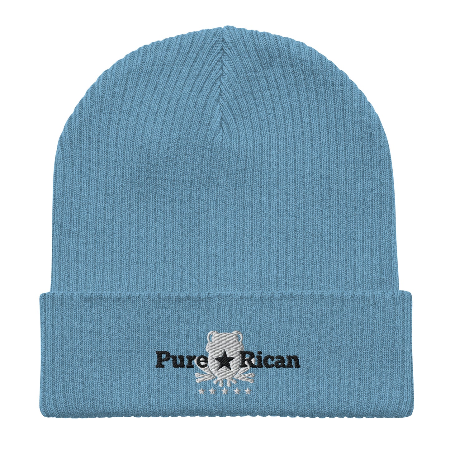 Pure⭐️Rican organic ribbed beanie front view – Puerto Rican winter hat
