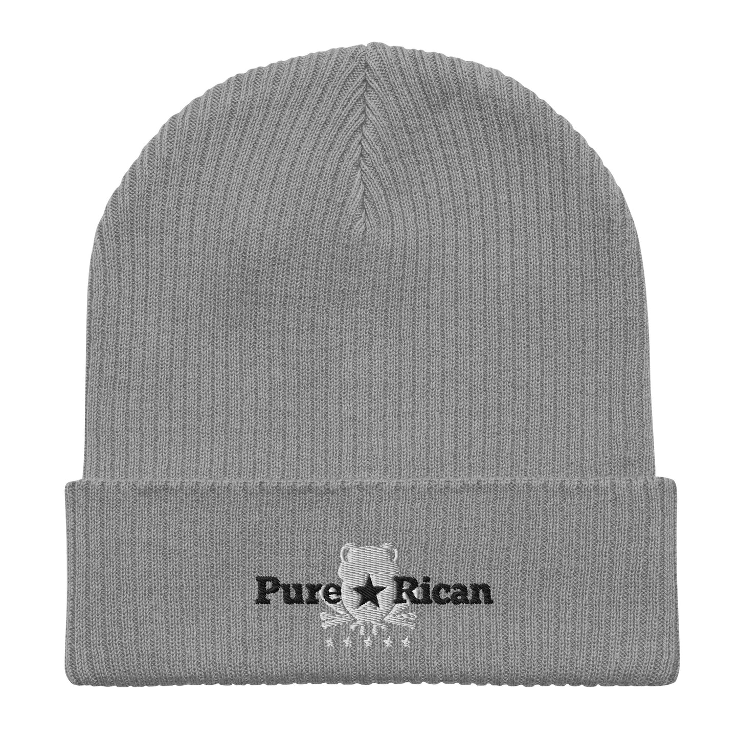 Pure⭐️Rican organic ribbed beanie front view – Puerto Rican winter hat