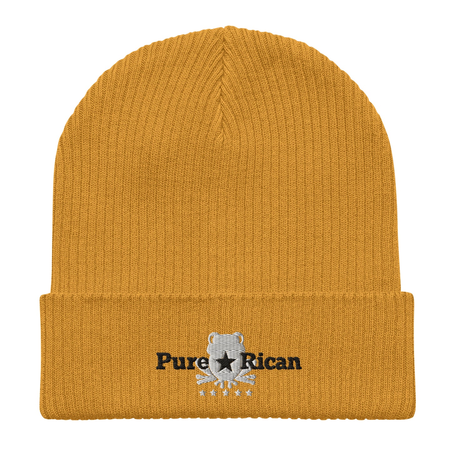 Pure⭐️Rican organic ribbed beanie front view – Puerto Rican winter hat
