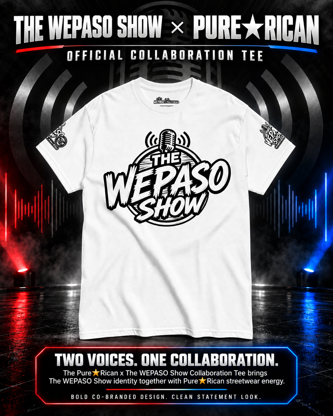 Pure⭐️Rican x The WePaso Show Collaboration Tee premium product image with collaboration description