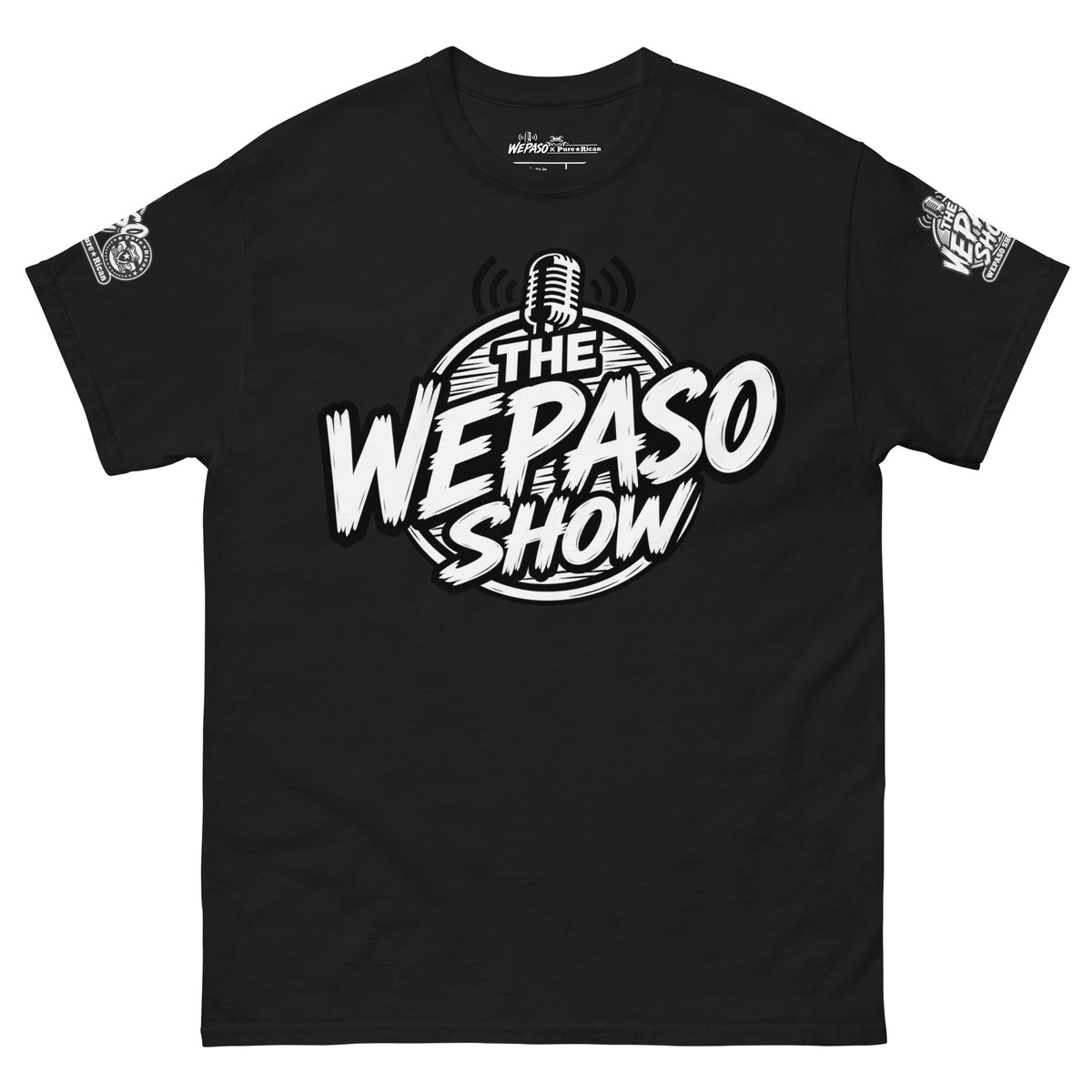 Pure⭐️Rican x The WePaso Show Collaboration Tee in Black, front graphic view