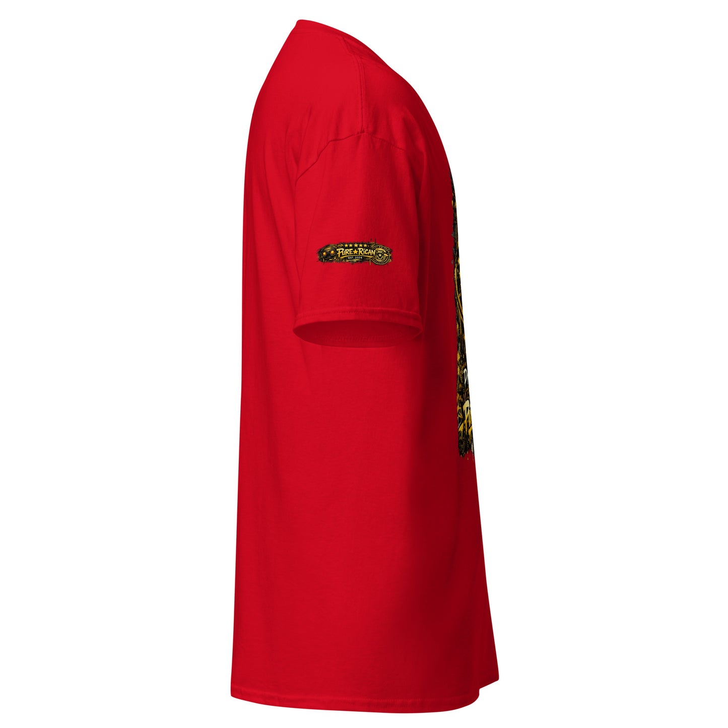 Pure⭐️Rican Puerto Rican pride streetwear t-shirt side view showing sleeve emblem and modern fit