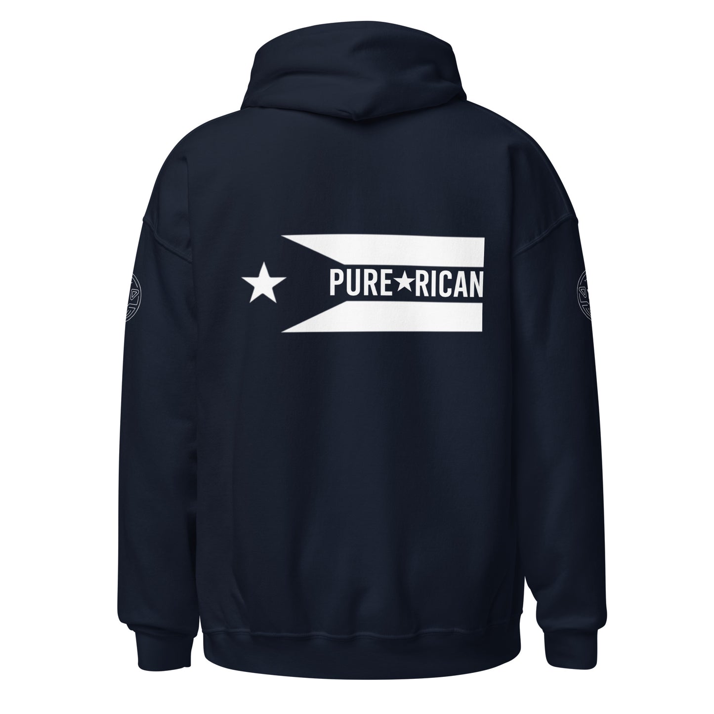 Pure⭐️Rican black and white hoodie with white frog logo and PR flag sleeve design