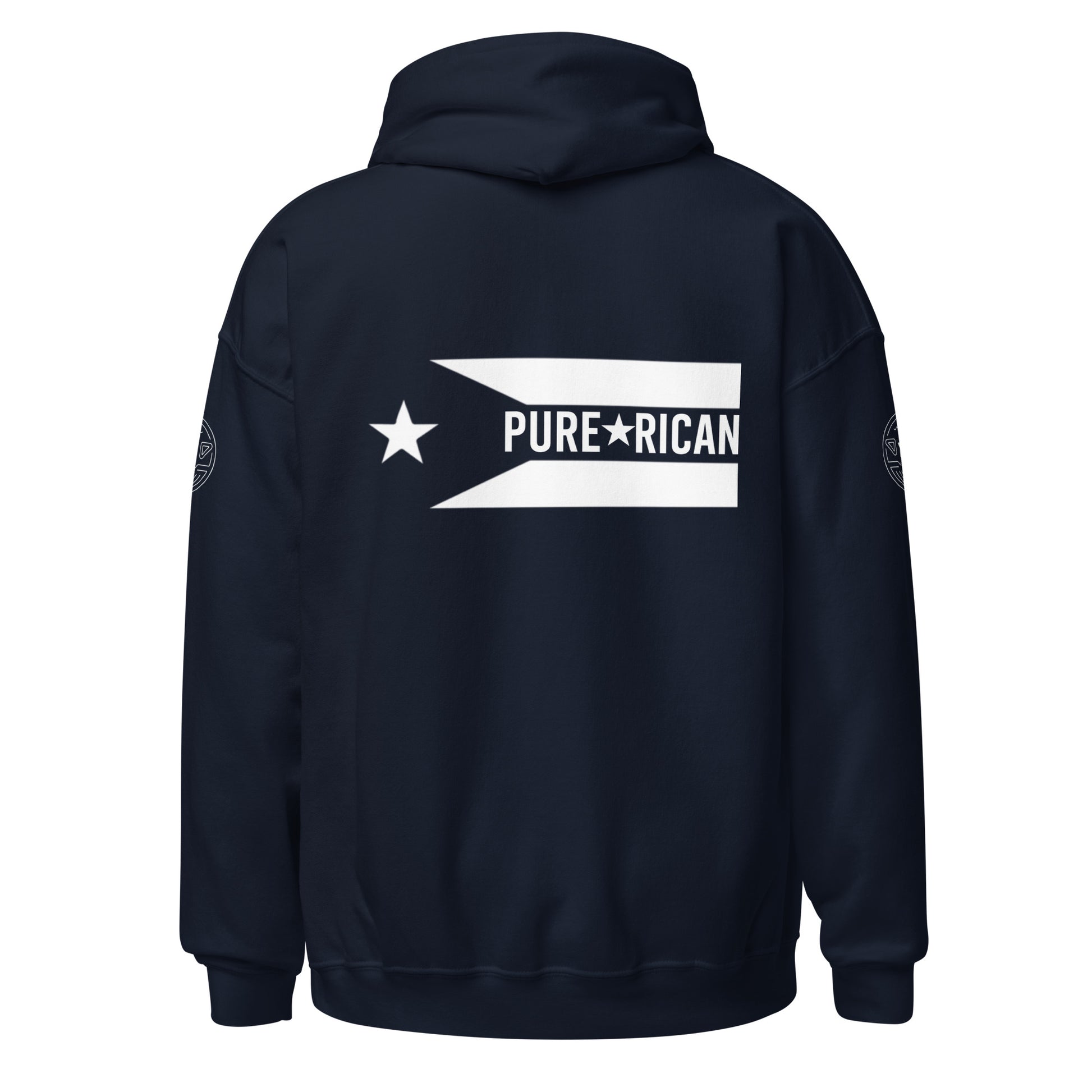 Pure⭐️Rican black and white hoodie with white frog logo and PR flag sleeve design