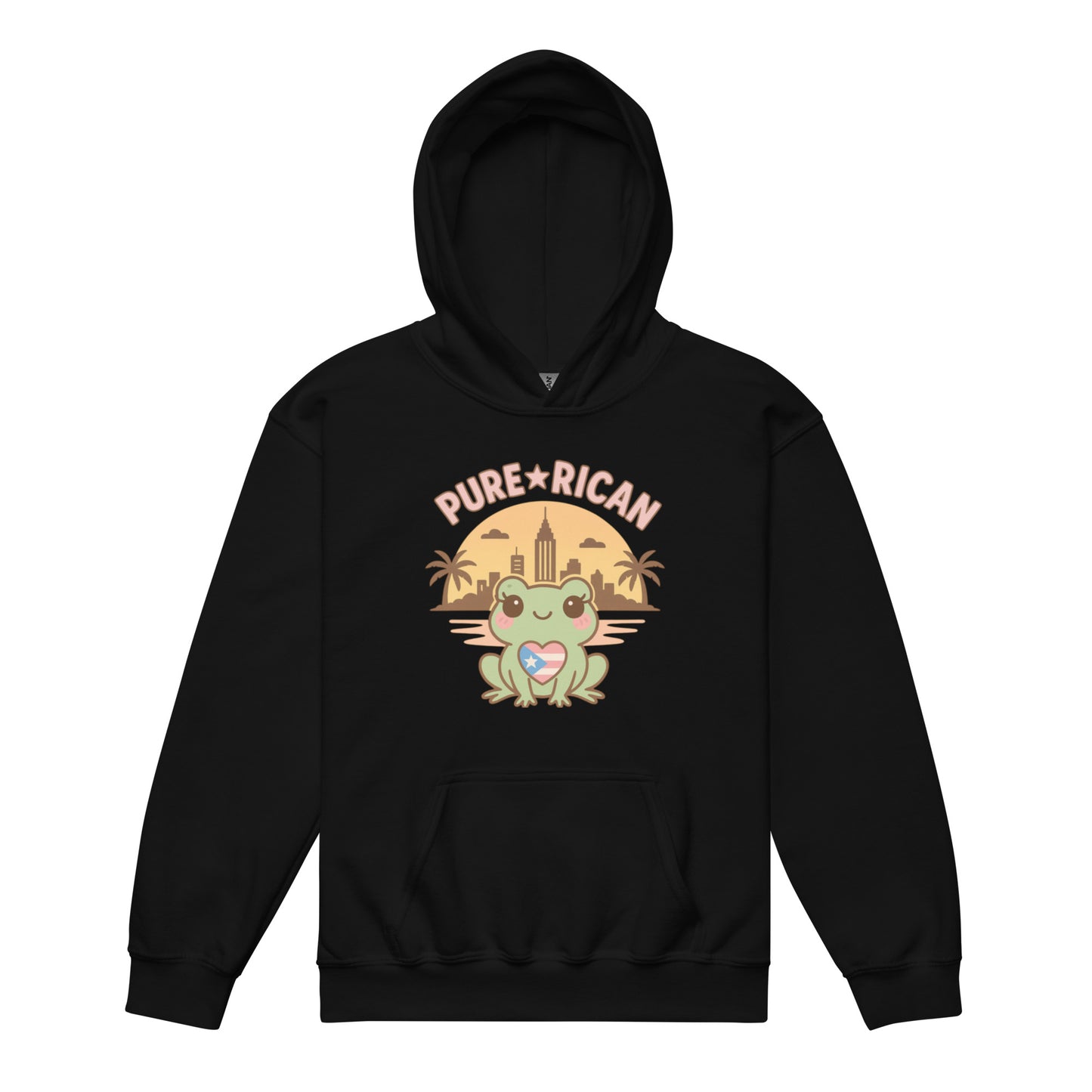 Little Borinqueñito Sunset youth hoodie – Pure⭐️Rican Puerto Rican kids’ hoodie